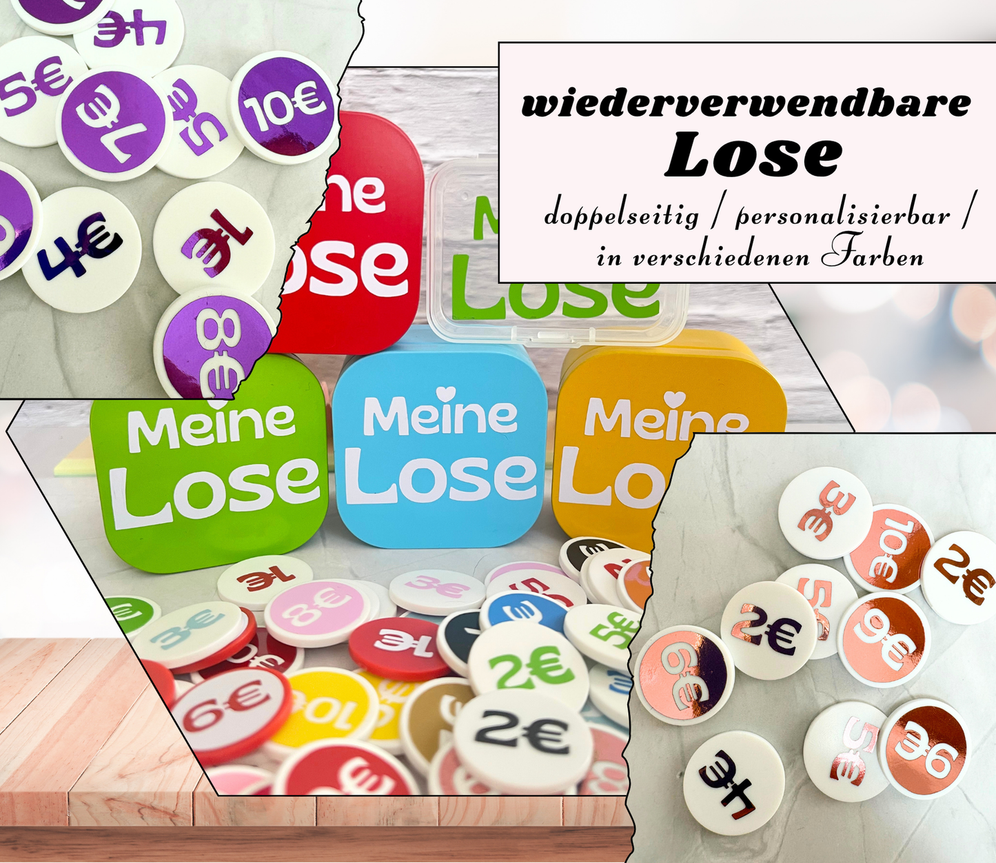 Lose - Chips (wiederverwendbar) doppelseitig - viele Farboptionen