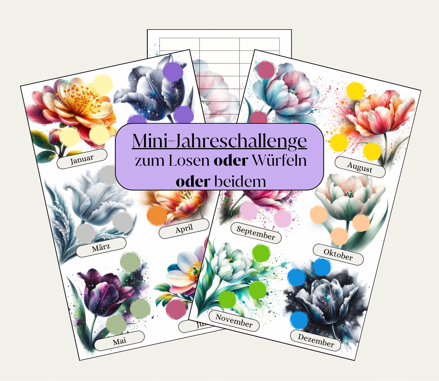 Mini-Jahreschallenge "Blumentraum" mit Tracker, A6, Papier 250g