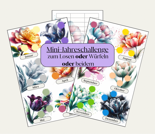 Mini-Jahreschallenge "Blumentraum" mit Tracker, A6, Papier 250g