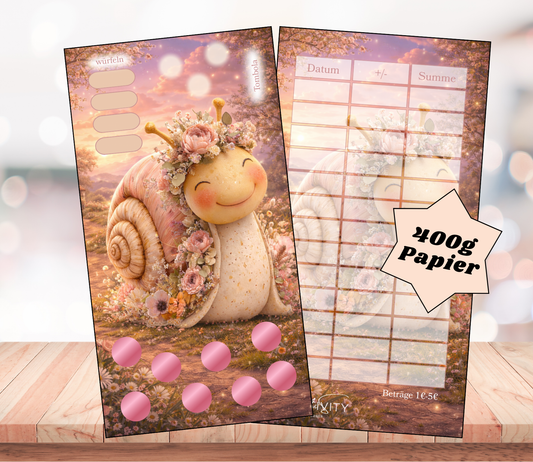 Sparchallenge „Schneckenliebe", A6, Papier 400g