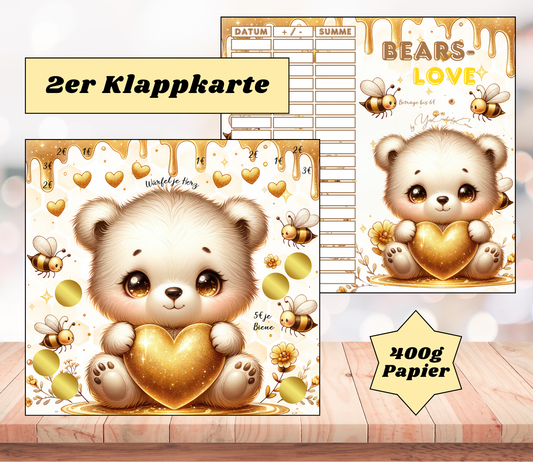 Sparchallenge "Bears Love" Zweier-Klappkarte, A6, 400g Papier