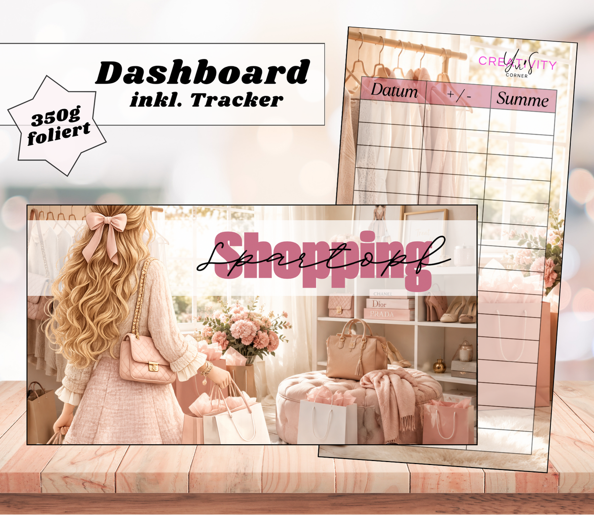 Dashboards Sparziel-Tracker A6 – matt foliert, abwischbar, 350g Papier