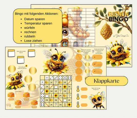 Sparchallenge "Bienen-Bingo" Triple-Klappkarte, A6, Papier 250g