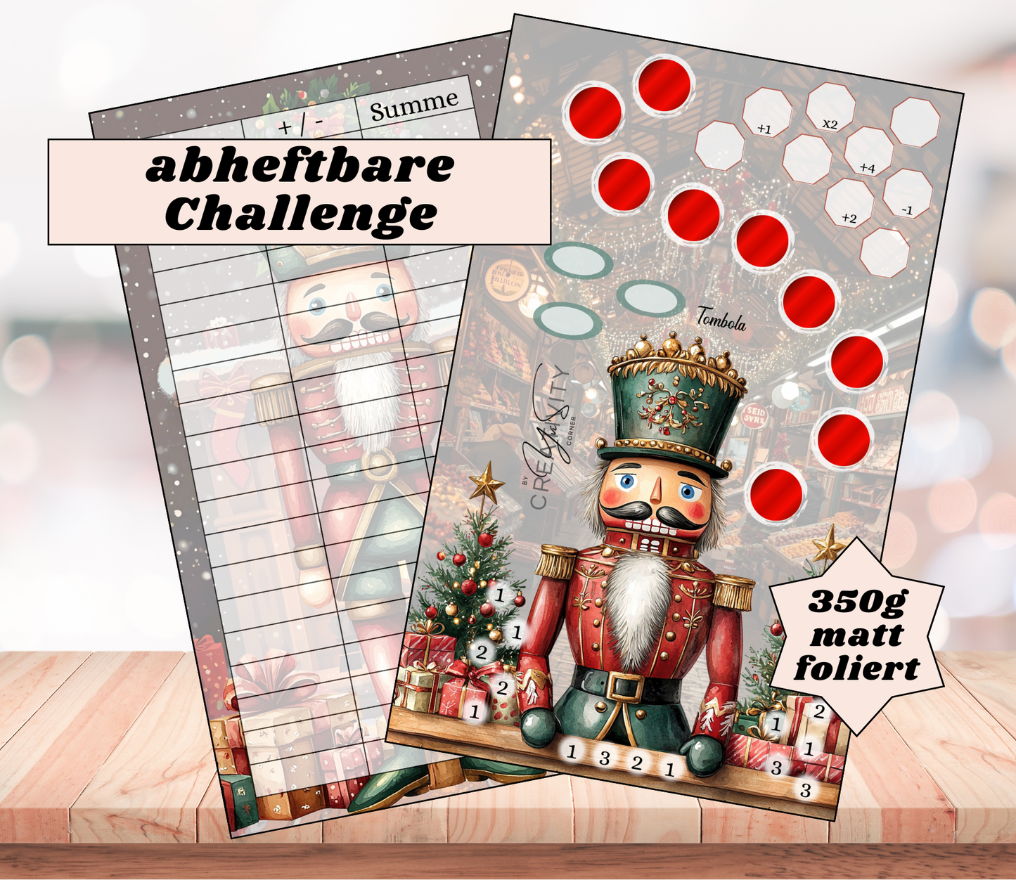 Sparchallenge "Nussknacker", A6, Papier 350g foliert