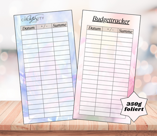 Budgettracker, foliert, A6, Papier 400g