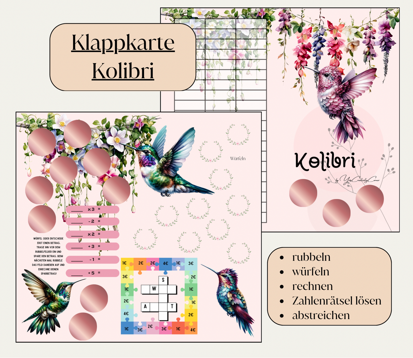 Sparchallenge "Kolibri" Klappkarte, A6, Papier 250g