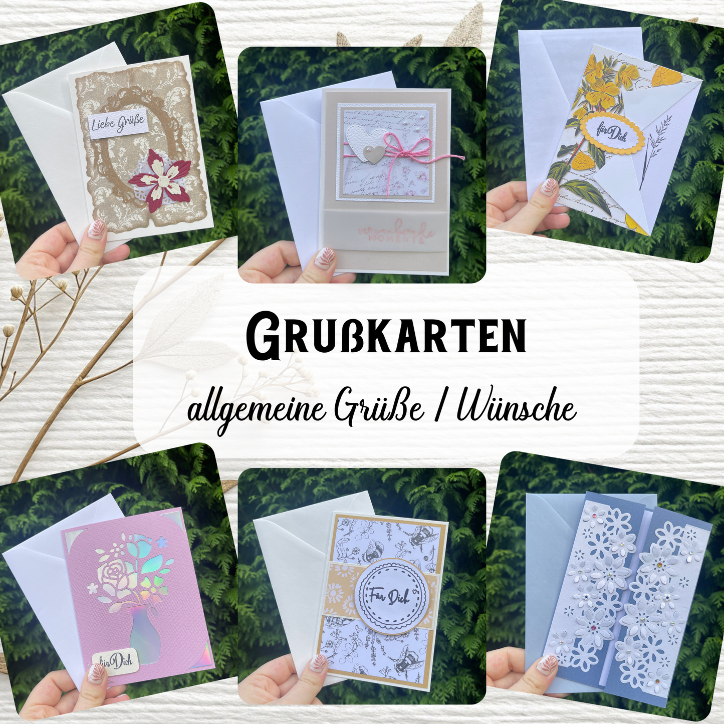 Handgemachte Grußkarten - Grüße / Wünsche
