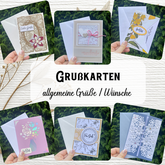 Handgemachte Grußkarten - Grüße / Wünsche