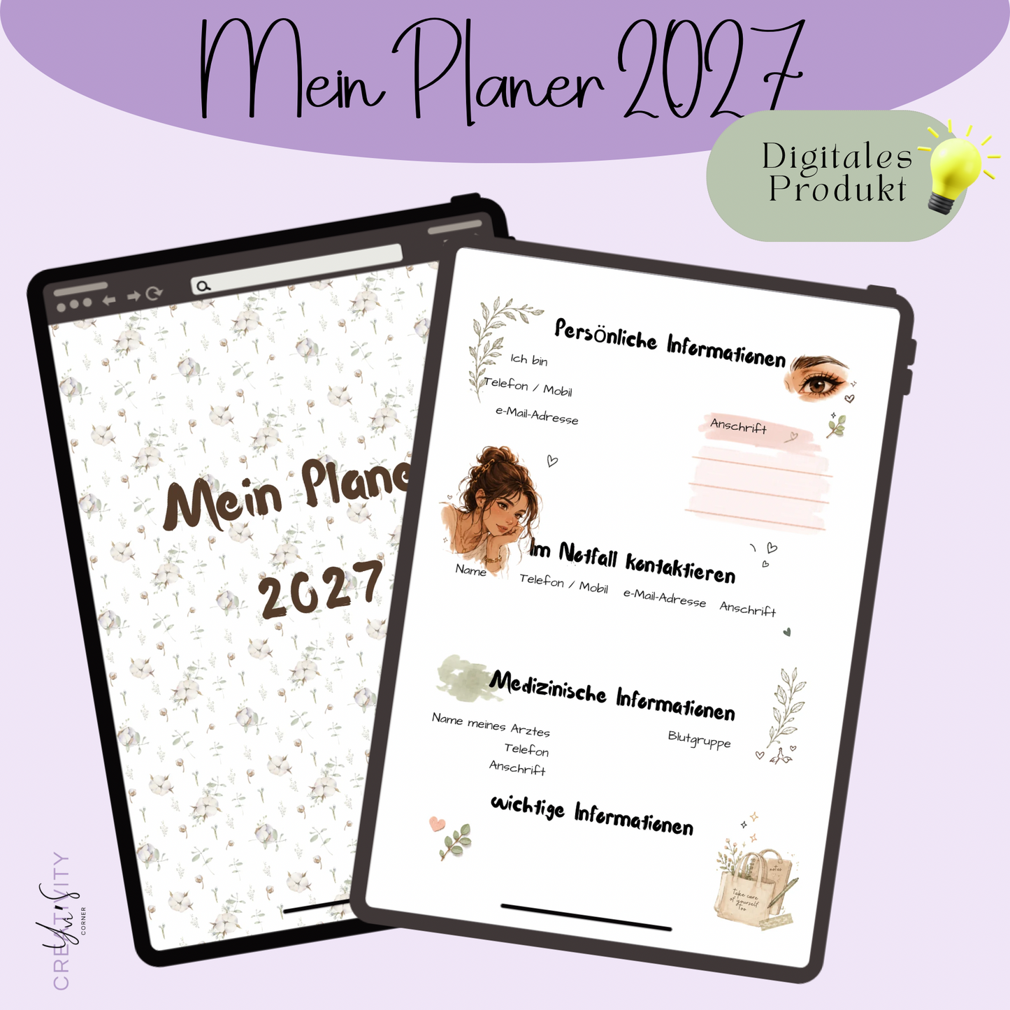 Mein Planer 2027 | A5 Jahresplaner zum Ausdrucken mit Passwort-Tracker, Geburtstagskalender & Wochenübersicht