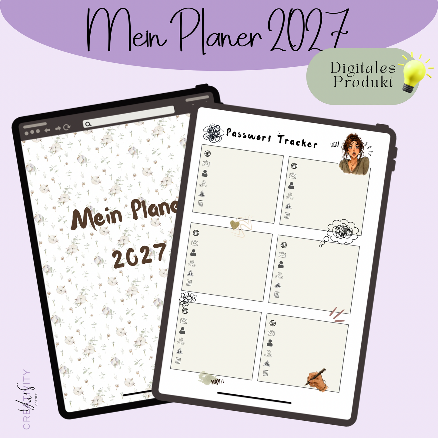 Mein Planer 2027 | A5 Jahresplaner zum Ausdrucken mit Passwort-Tracker, Geburtstagskalender & Wochenübersicht