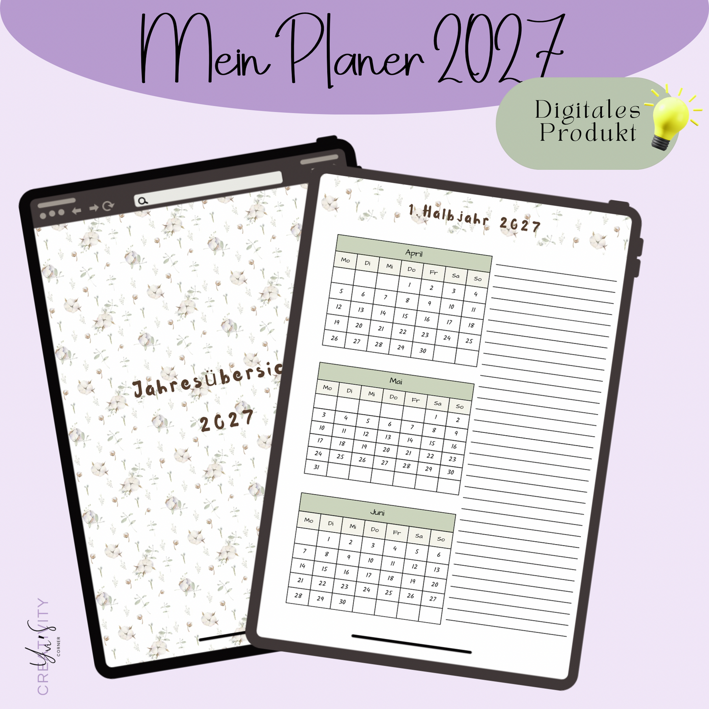 Mein Planer 2027 | A5 Jahresplaner zum Ausdrucken mit Passwort-Tracker, Geburtstagskalender & Wochenübersicht