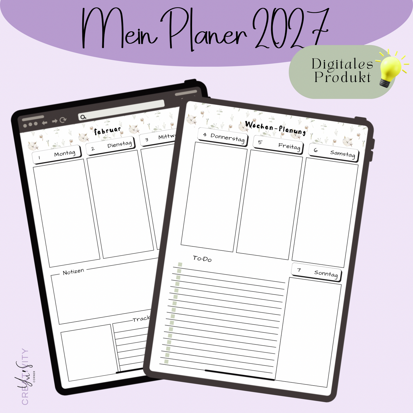 Mein Planer 2027 | A5 Jahresplaner zum Ausdrucken mit Passwort-Tracker, Geburtstagskalender & Wochenübersicht
