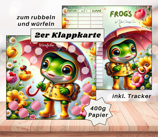 Sparchallenge "Frogs" Zweier-Klappkarte, A6, 400g Papier