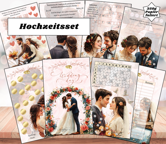 Sparchallenge-Set "Hochzeitstag", gelocht und matt foliert für A6, Papier 350g
