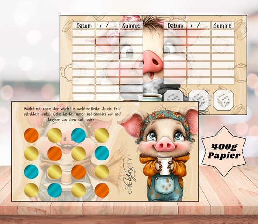 Sparchallenge „Kaffee-Dingo", A6, Papier 400g