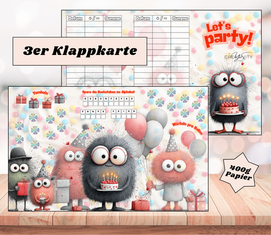 Sparchallenge "Let’s Party" Triple-Klappkarte, A6, 400g Papier