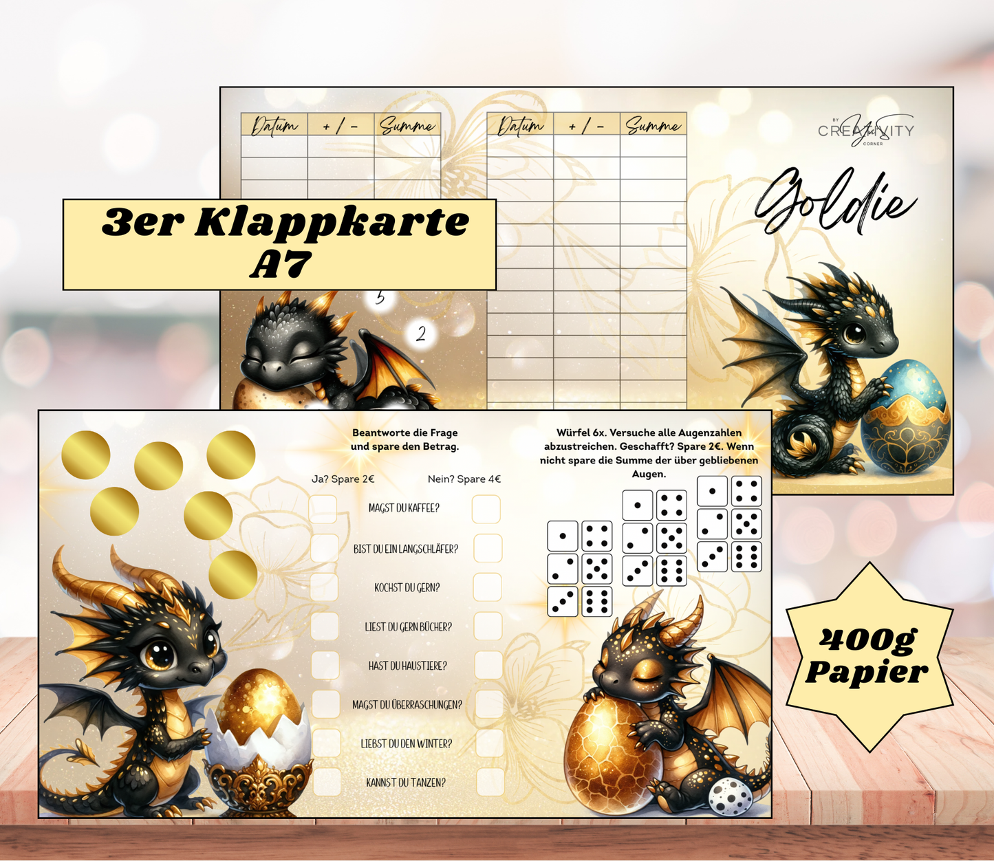 A7 3er-Klappkarte „Goldie"