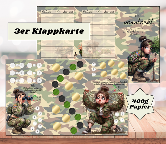 Sparchallenge "gut versteckt" Triple-Klappkarte, A6, 400g Papier