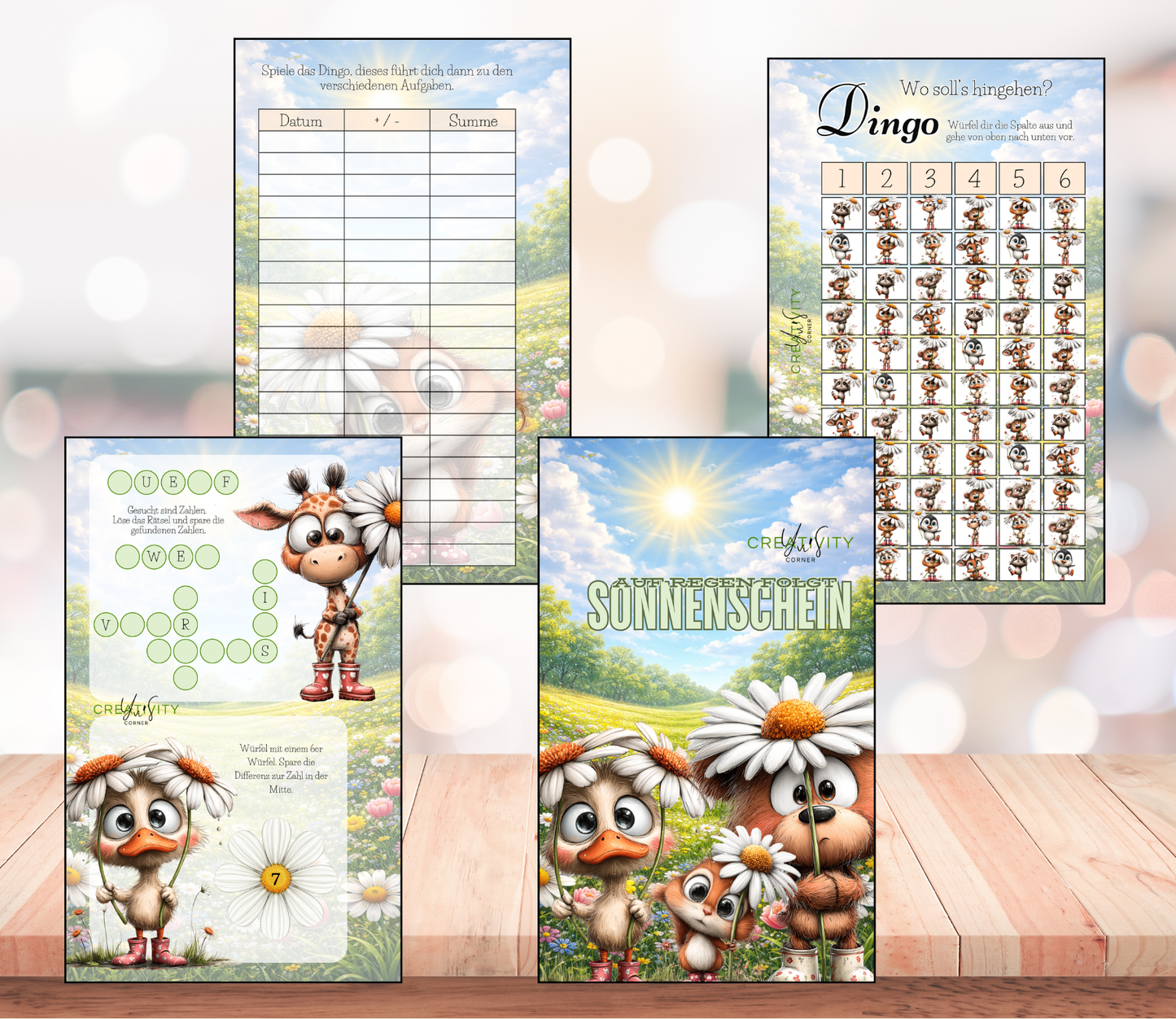 Sparchallenge-Set "auf Regen folgt Sonnenschein", matt foliert für A6, Papier 350g