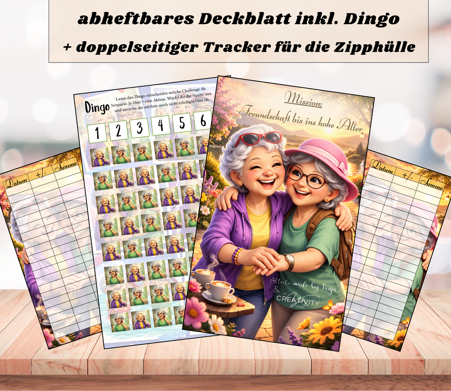 Sparchallenge-Set "Freundschaft bis ins hohe Alter", für A6, Papier 400g und 350g foliert