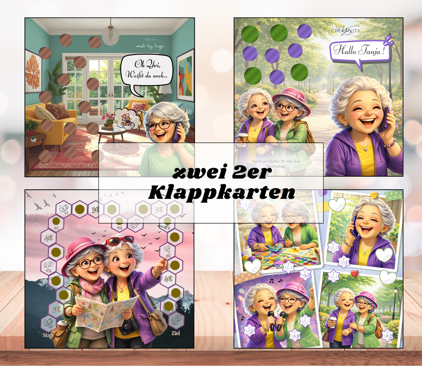 Sparchallenge-Set "Freundschaft bis ins hohe Alter", für A6, Papier 400g und 350g foliert