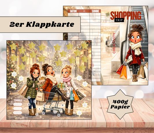 Sparchallenge „Shopping Trip" Zweier-Klappkarte, A6, 400g Papier