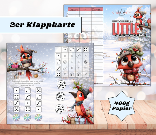 Sparchallenge „Little Cardinals" Zweier-Klappkarte, A6, 400g Papier