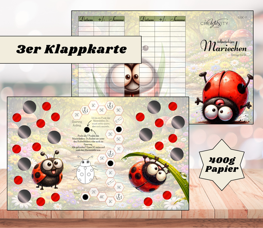 Sparchallenge "Mariechen" Triple-Klappkarte, A6, 400g Papier