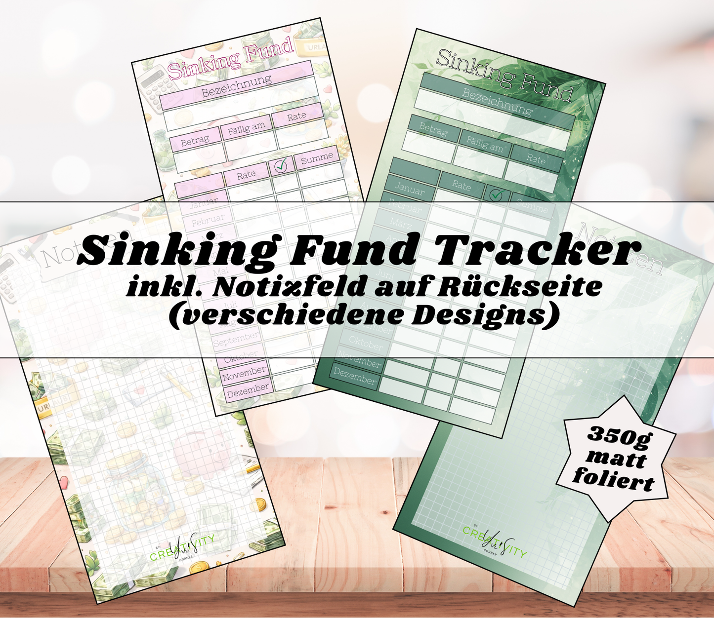 Sinking Fund Tracker mit Notizfeld - foliert A6