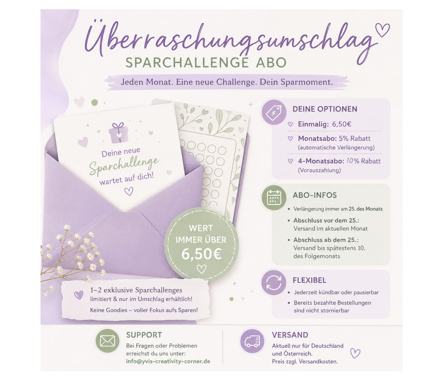 Sparchallenge Überraschungs-Abo: Monatlich neue Challenge inkl. Lose