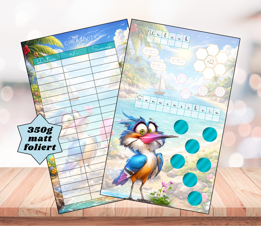 Sparchallenge "Sommerurlaub", A6, Papier 350g foliert