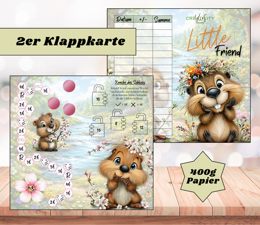 Sparchallenge „Little Friend" Zweier-Klappkarte, A6, 400g Papier