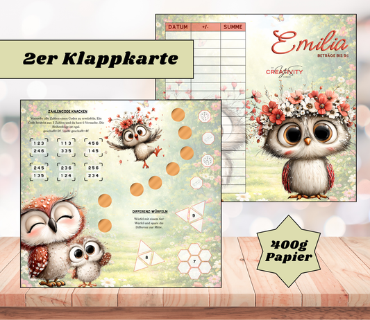 Sparchallenge „Emilia" Zweier-Klappkarte, A6, 400g Papier