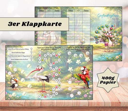 Sparchallenge "Gefiederglanz" Triple-Klappkarte, A6, 400g Papier