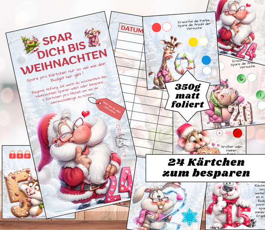 Sparchallenge "Spar dich bis Weihnachten", A6, Papier 350g foliert