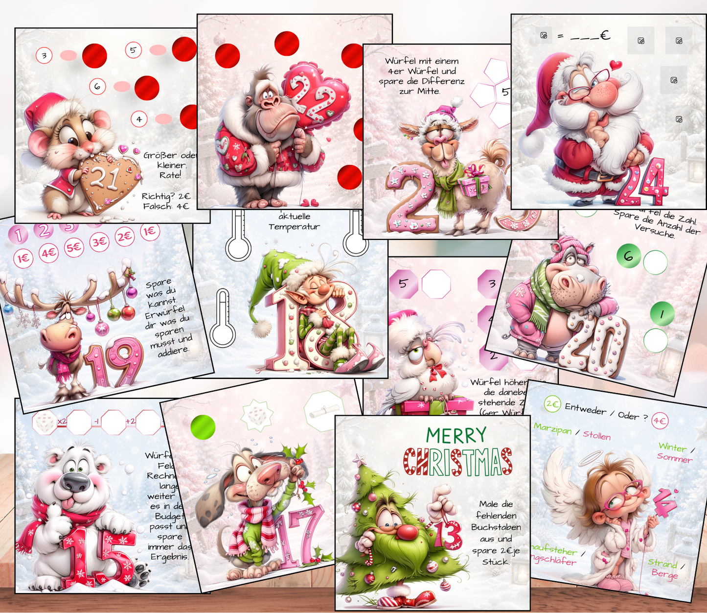 Sparchallenge "Spar dich bis Weihnachten", A6, Papier 350g foliert