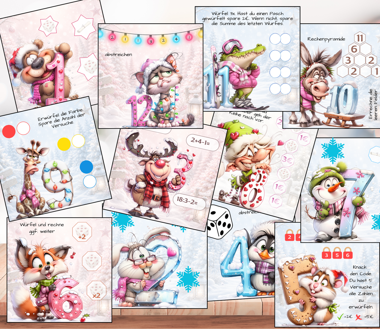 Sparchallenge "Spar dich bis Weihnachten", A6, Papier 350g foliert