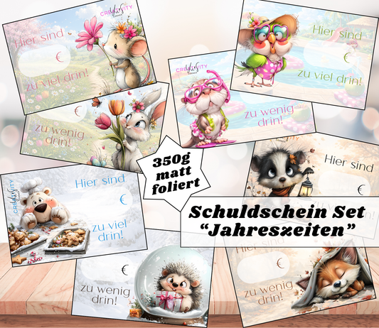 Schuldscheine „Jahreszeiten“ / foliert /beidseits bedruckt