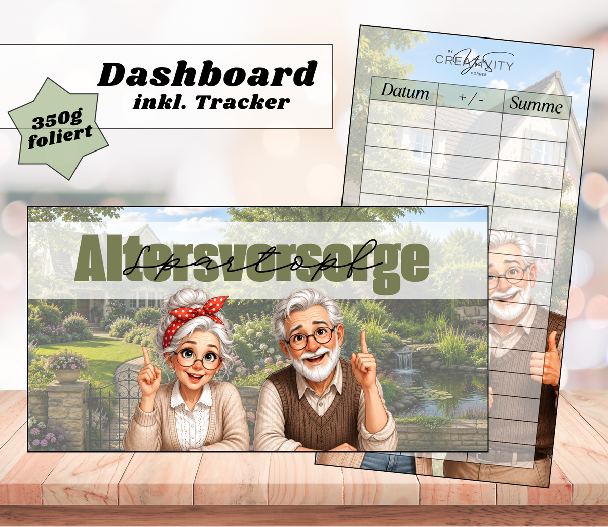 Dashboards Sparziel-Tracker A6 – matt foliert, abwischbar, 350g Papier