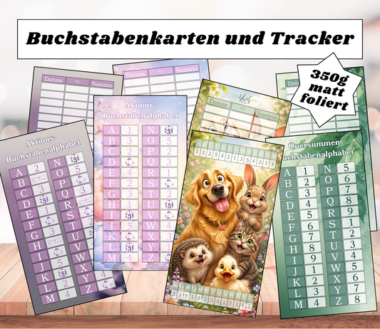 Alphabet-Buchstabenkarten mit Tracker - foliert A6