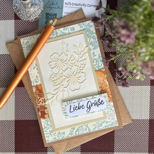 DIY-Klappkarte 🌸 Blumige Grüße mit Herz – DIY-Karte „Liebe Grüße“ ✨