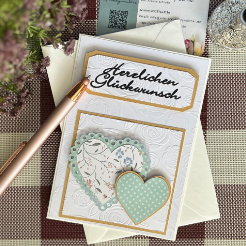 DIY-Klappkarte 💌💛 Herzensgrüße – DIY-Karte „Herzlichen Glückwunsch“ 🌸✨