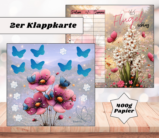 Sparchallenge „Flügelschlag" Zweier-Klappkarte, A6, 400g Papier