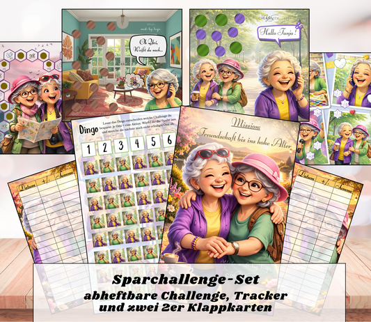 Sparchallenge-Set "Freundschaft bis ins hohe Alter", für A6, Papier 400g und 350g foliert