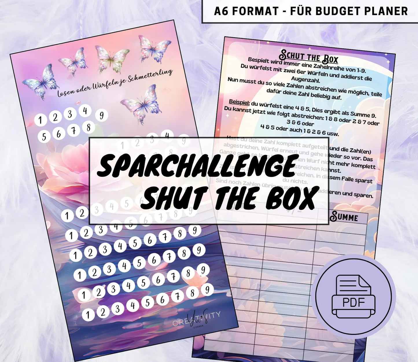 Sparchallenge “Shut the Box” A6 digital, zum selbst Ausdrucken 💡KEIN physischer Artikel💡