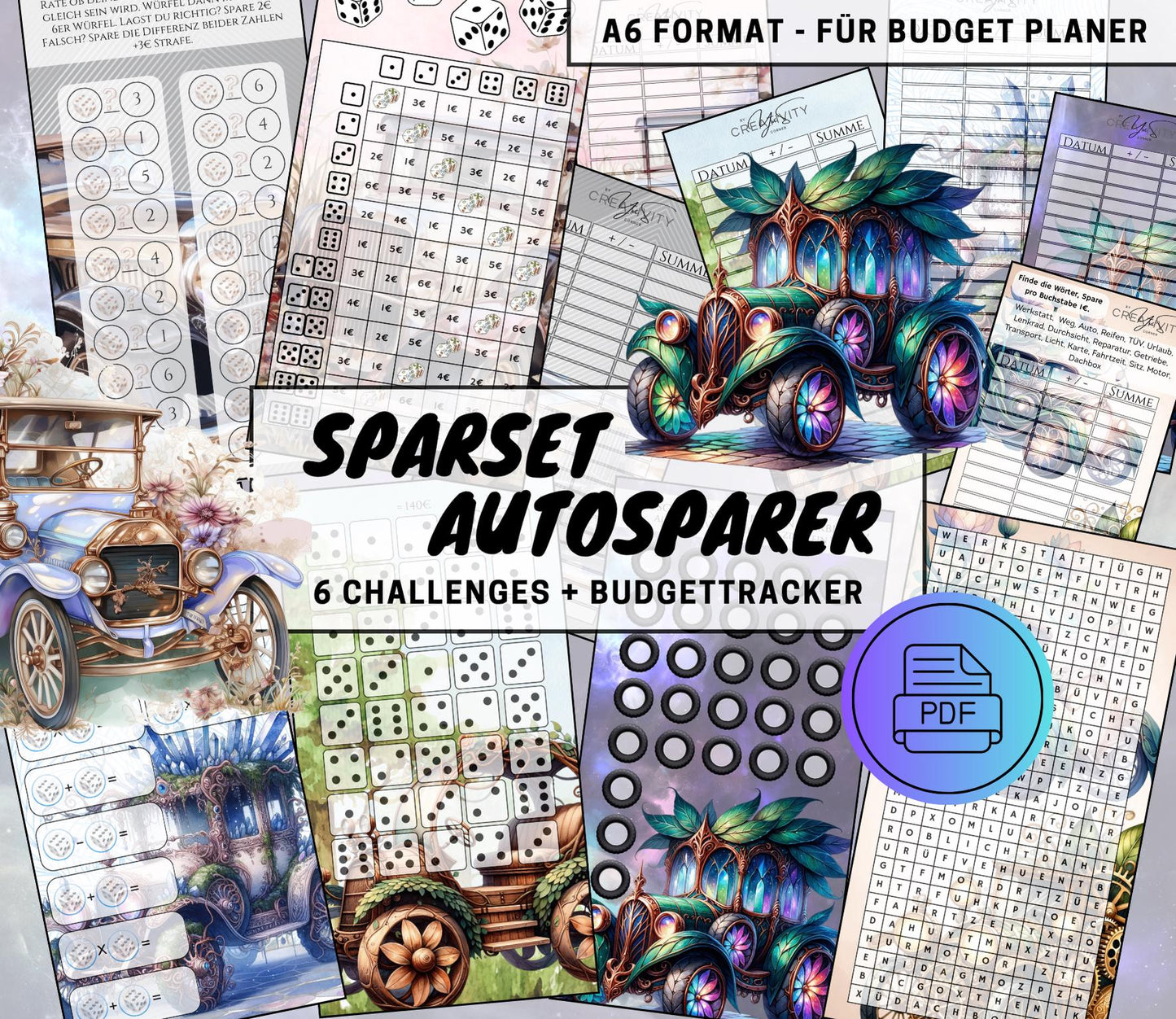 Sparchallenge Set “Autosparer”, A6 selbst Ausdrucken💡KEIN physischer Artikel💡