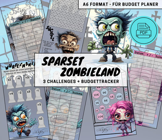 Sparchallenge Set “Zomieland”, A6 selbst Ausdrucken💡KEIN physischer Artikel💡