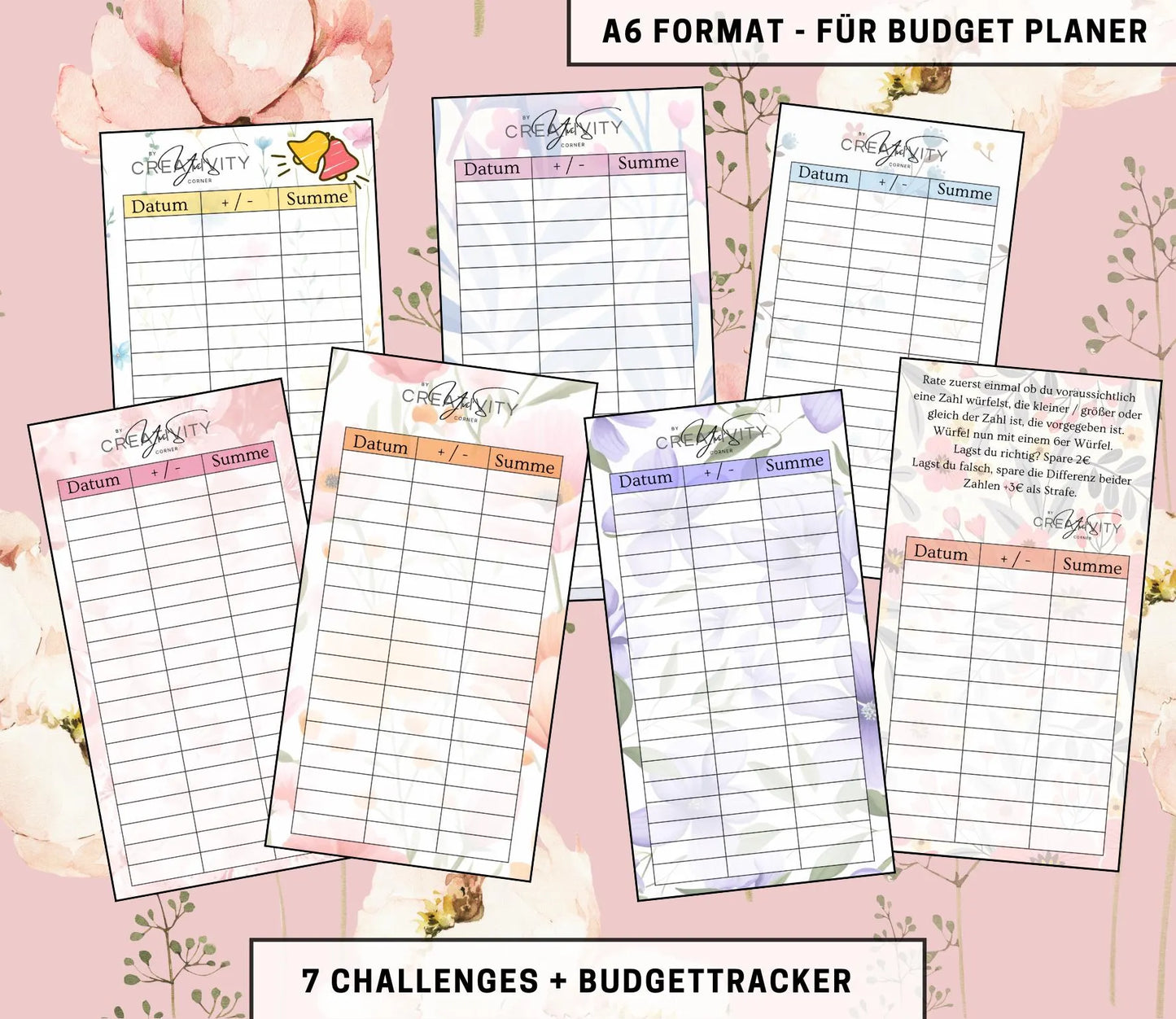 Sparchallenge Set “Blumenliebe”, A6 selbst Ausdrucken💡KEIN physischer Artikel💡