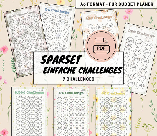Set “einfache SparChallenges”, A6 selbst Ausdrucken💡KEIN physischer Artikel💡