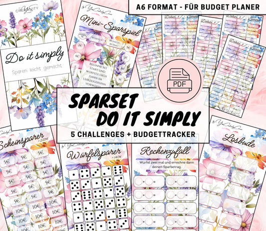 Sparchallenge Set “Do it simply”, A6 selbst Ausdrucken💡KEIN physischer Artikel💡